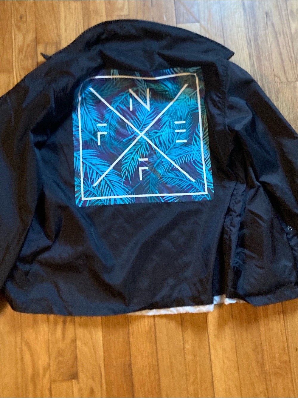 Neff Black Jacket with Tropical Blue Back Graphic